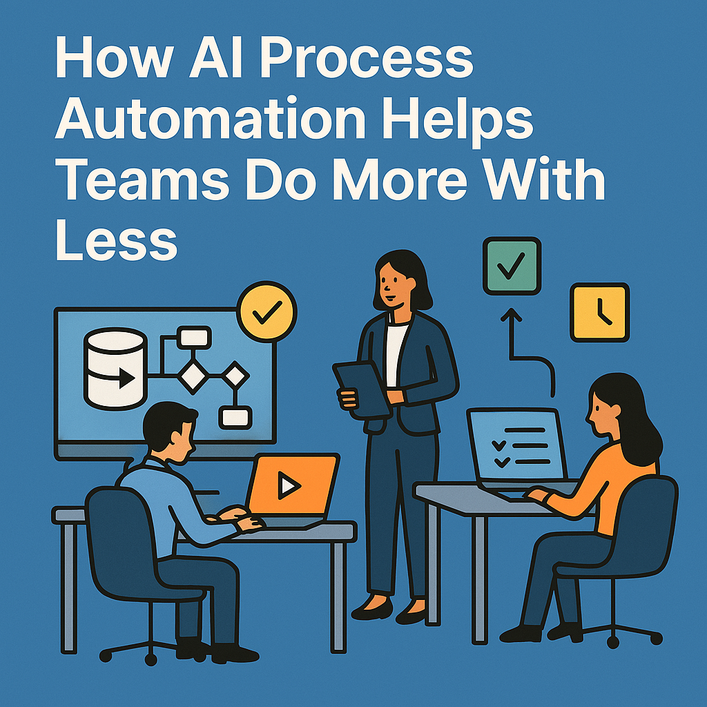 Illustration of an AI-powered workflow system boosting productivity