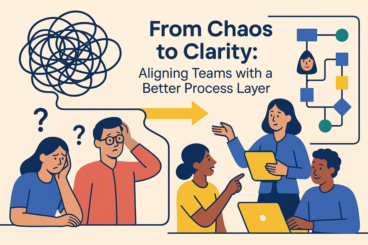 Teams transitioning from chaotic workflows to structured, aligned processes