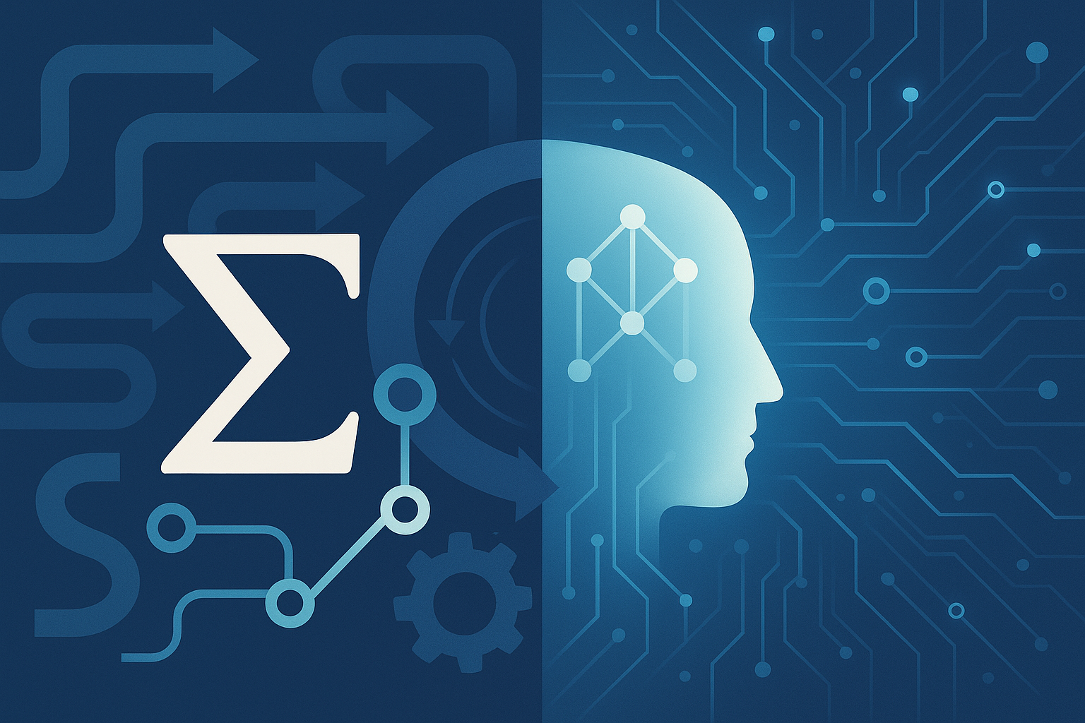 Illustration showing Lean Six Sigma merging with AI automation in a modern operations environment