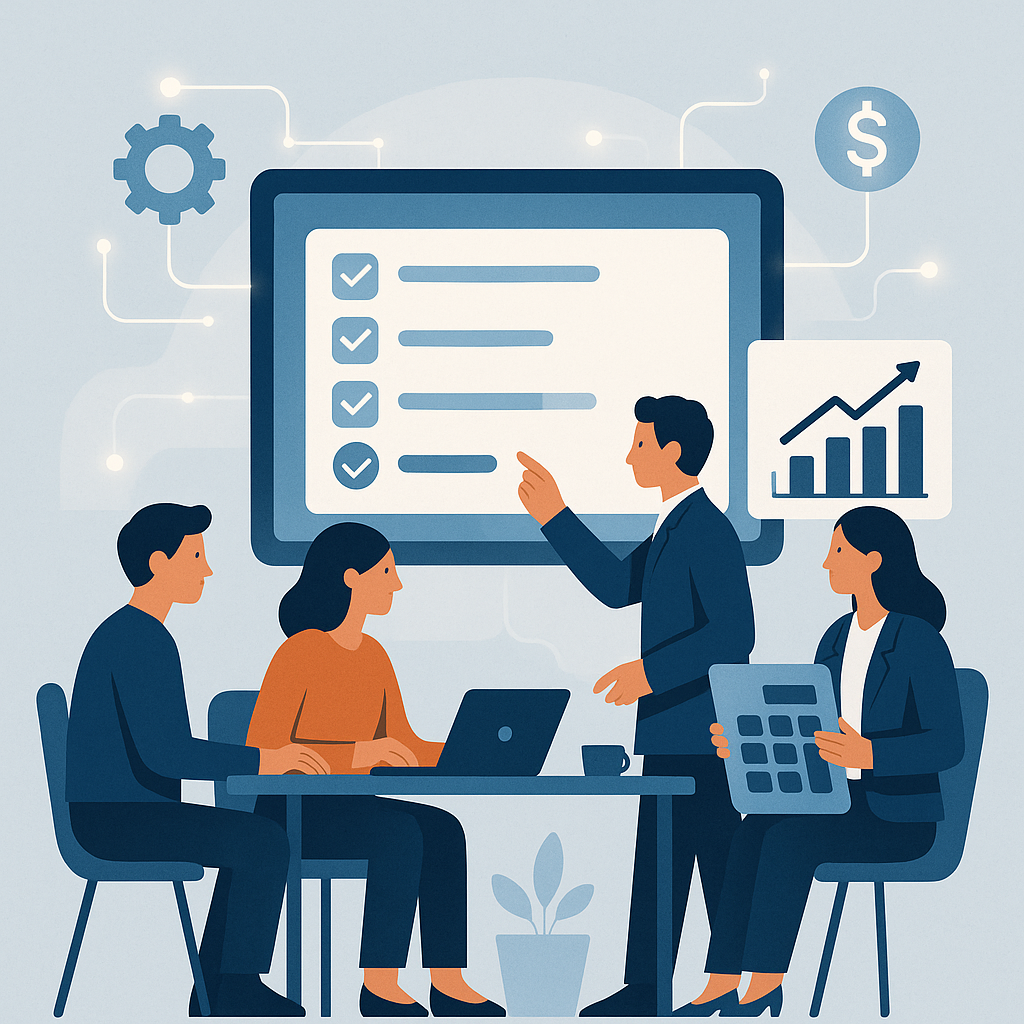Illustration of an organized financial month-end process using automation